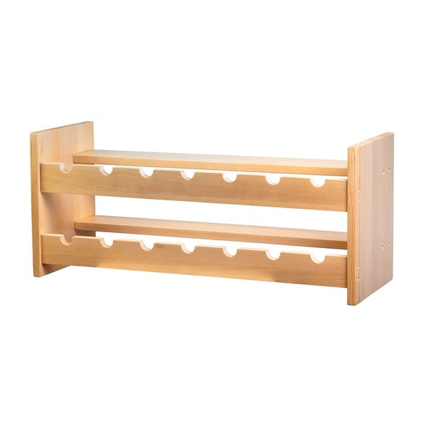 Natūralios spalvos sieninė vyno lentyna, pagaminta iš pušies medienos, butelių skaičius 14 Carol - Kalune Design-image-2