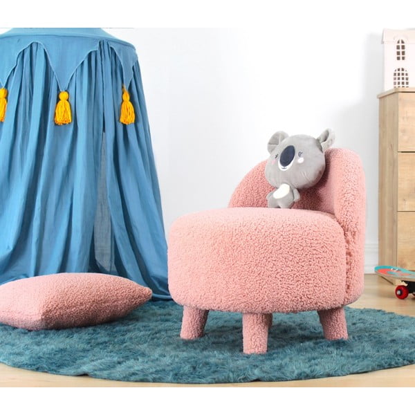 Vaikiškas krėslas šviesiai rožinės spalvos iš boucle Moouv – Artie-image-1