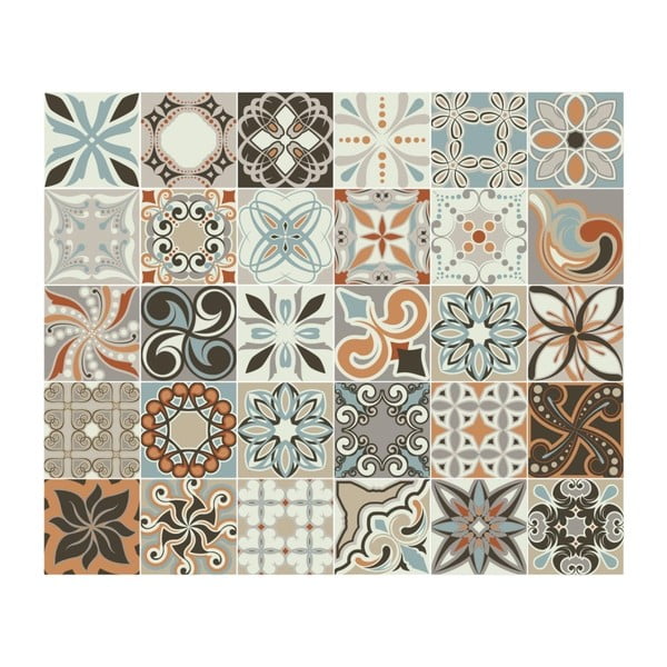 30 sieninių lipdukų rinkinys Ambiance Wall Decal Cement Tiles Bali, 15 x 15 cm-image-2