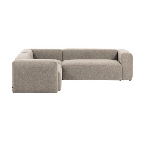Smėlio spalvos kampinė sofa iš šenilinio audinio Blok – Kave Home