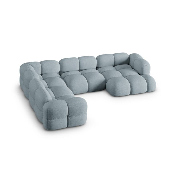Šviesiai mėlynos spalvos kampinė sofa (su kairiuoju kampu/„U“ formos) Loretto – Cosmopolitan Design