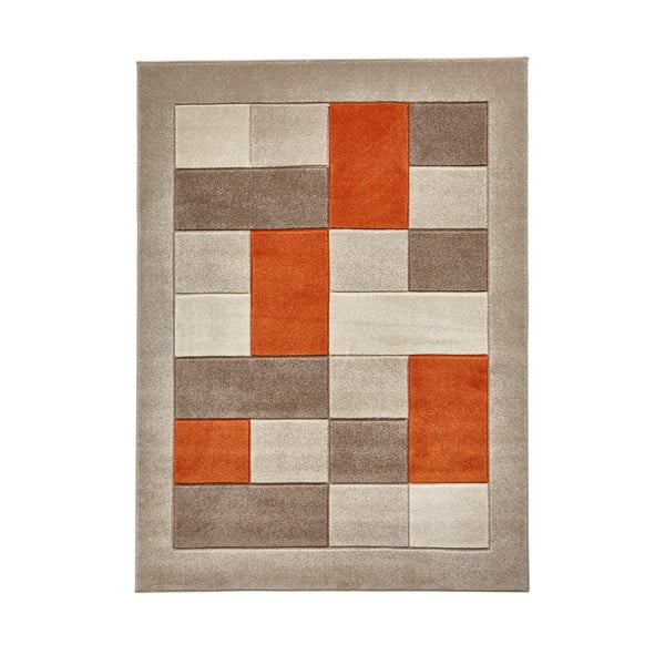 Smėlio ir oranžinės spalvos kilimas Think Rugs Matrix, 60 x 120 cm