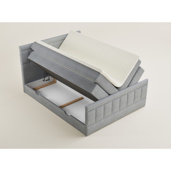 Pilkos spalvos spyruoklinė lova su sandėliavimo vieta 160x200 cm Caya – Maison de Rêve-image-3
