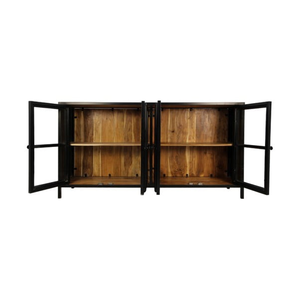 Juoda akacijos medienos masyvo vitrina 170x90 cm Kingston - HSM collection-image-4