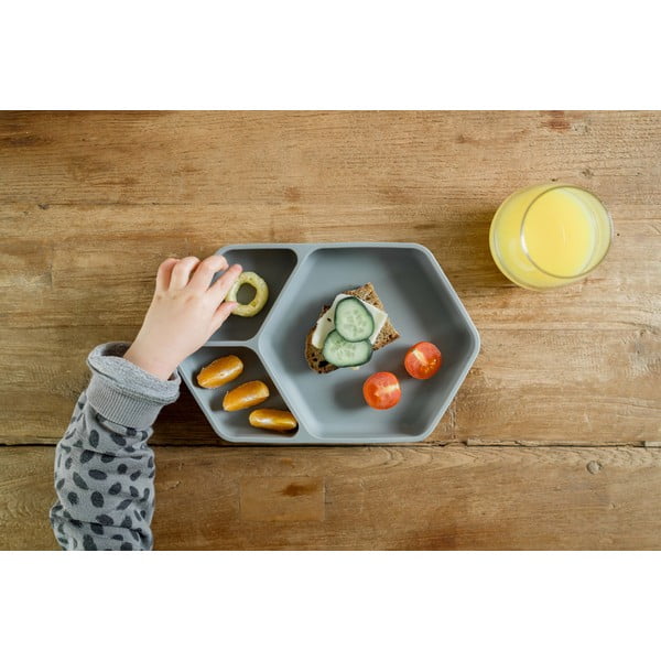 Iš silikonas vaikiška lėkštė pilkos spalvos 16x25 cm – Kindsgut-image-3