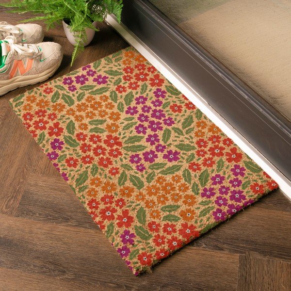 Iš kokoso pluošto grindų kilimėlis 40x60 cm Floral – Artsy Doormats-image-1