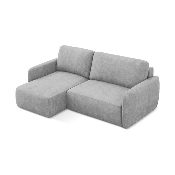 Šviesiai pilkos spalvos iš šenilinio audinio sulankstoma/su sandėliavimo vieta kampinė sofa (su kairiuoju kampu/su gultu) Lilo – Makamii-image-4