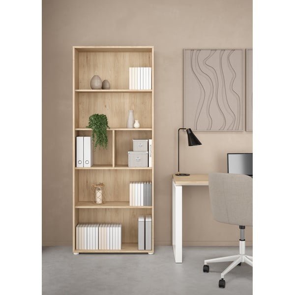Knygų spinta  natūralios spalvos iš ąžuolo 80x205 cm Sign – Tvilum-image-1