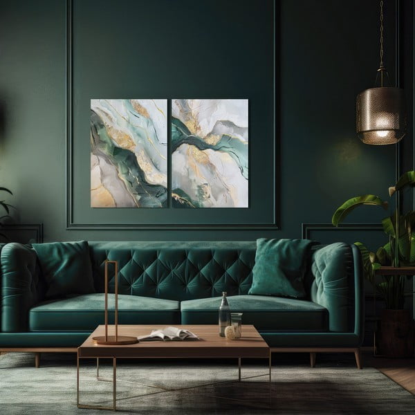 Paveikslai su rankomis tapytais elementais rinkinyje 2 vnt. 50x70 cm Aventurine – Styler-image-1