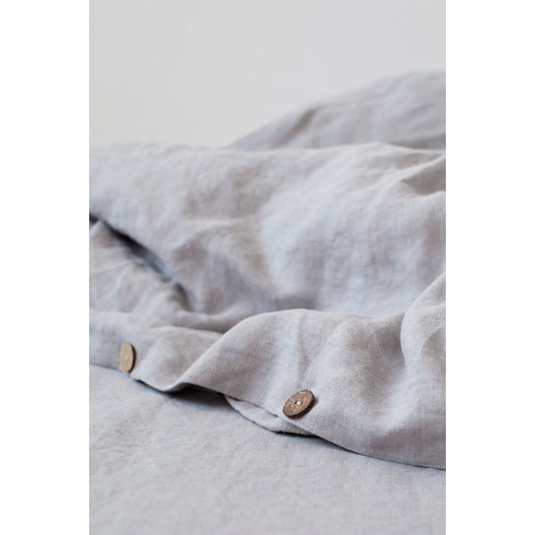 Šviesiai pilkas lininis antklodės užvalkalas Linen Tales, 200 x 200 cm-image-3