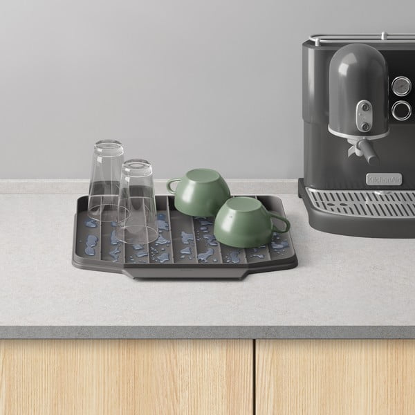 Pilkos spalvos iš plastiko indų džiovinimo padėkliukas 40x33 cm Gravity – Metaltex-image-3