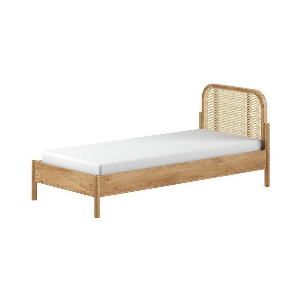 Natūralios spalvos iš ąžuolo masyvo viengulė lova su lovos grotelėmis 90x200 cm Olive Rotan – Vipack