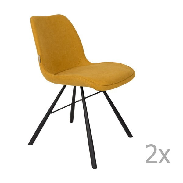 2 garstyčių geltonos spalvos "Zuiver Brent" kėdžių rinkinys