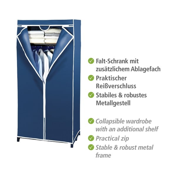 Wenko mėlyna medžiaginė spinta, 160 x 50 x 75 cm-image-3