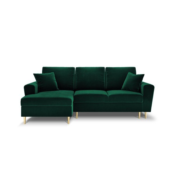 Žalios spalvos iš velveto sulankstoma/su sandėliavimo vieta kampinė sofa (su kairiuoju kampu/su gultu) Kyoto – Cosmopolitan Design