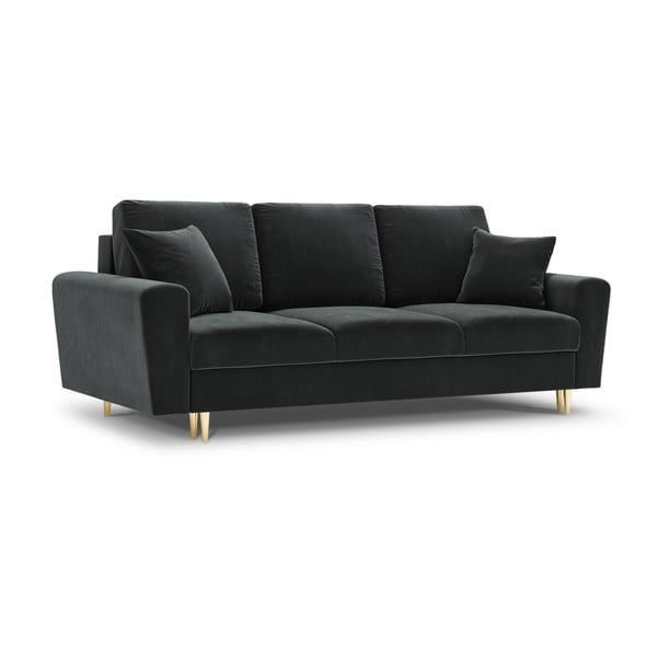 Tamsiai pilkos spalvos iš velveto sulankstoma/su sandėliavimo vieta sofa 235 cm Kyoto – Cosmopolitan Design-image-1