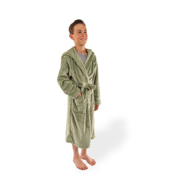 Iš mikropliušo vaikiškas chalatas žalios spalvos Delux – Tiseco Home Studio-image-3