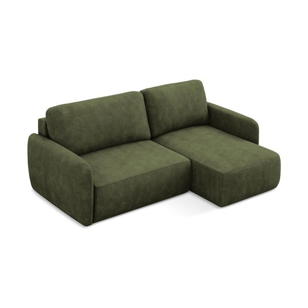 Žalios spalvos iš šenilinio audinio sulankstoma/su sandėliavimo vieta kampinė sofa (su dešiniuoju kampu/su gultu) Lilo – Makamii-image-4