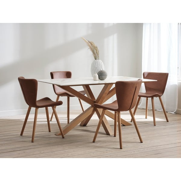 Rudos spalvos iš metalo valgomojo kėdės 2 vnt. Teslin – Unique Furniture-image-2
