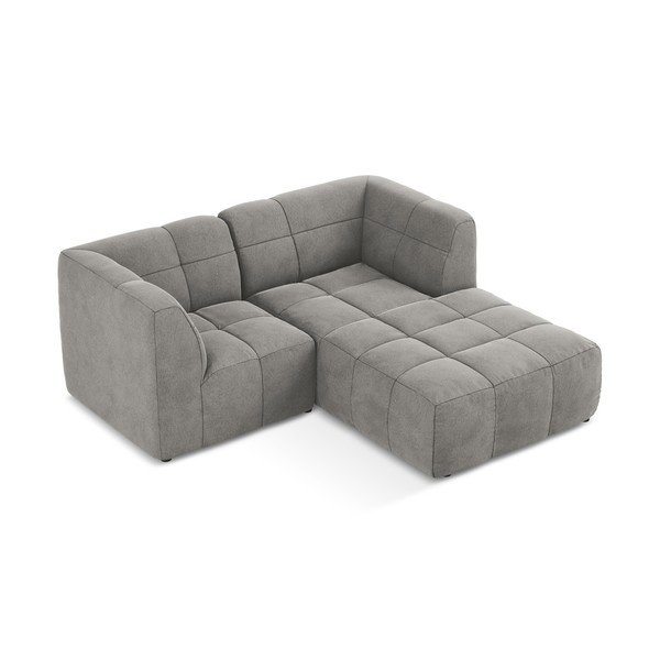 Pilkos spalvos kampinė sofa iš velveto (su dešiniuoju kampu/su gultu) Aloha – Makamii-image-3