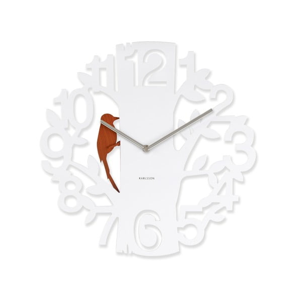Baltas laikrodis "Woodpecker