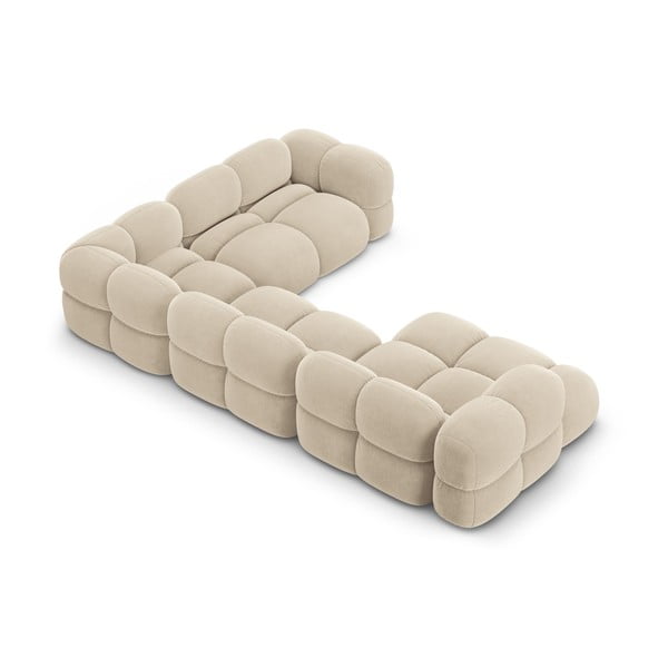 Smėlio spalvos iš velveto kampinė sofa (su dešiniuoju kampu/„U“ formos) Loretto – Cosmopolitan Design-image-3