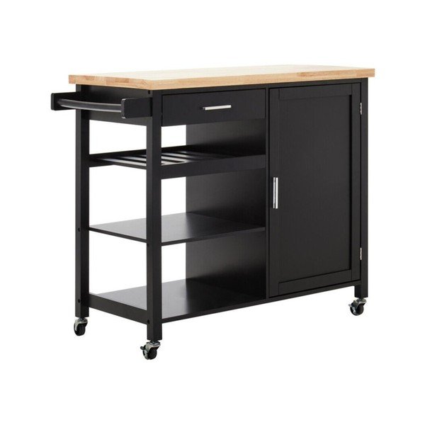 Iš kaučiukmedžio masyvo virtuvės sala ant ratukų 48x105 cm Frankfurt – Premier Housewares