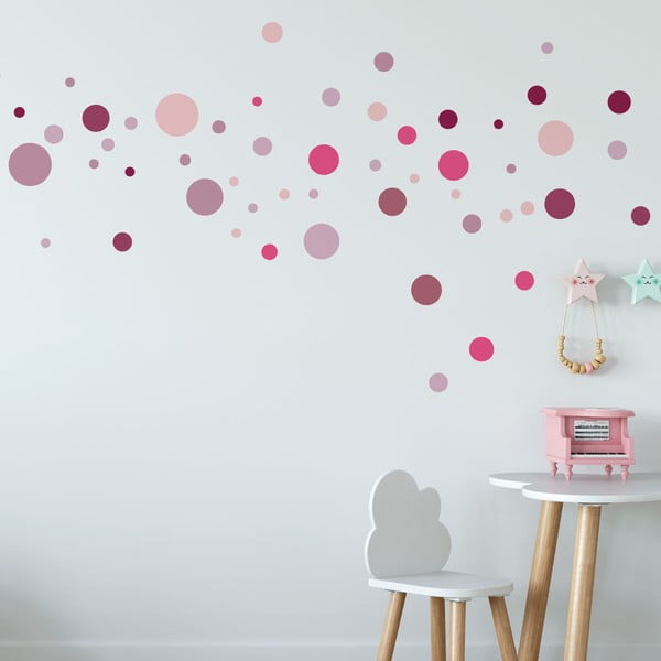 100 rožinės spalvos sienų lipdukų rinkinys Ambiance Round Stickers-image-4