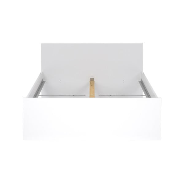 Baltos spalvos dvigulė lova iš medžio drožlių plokštės be grotelių 140x200 cm Naia – Tvilum-image-3