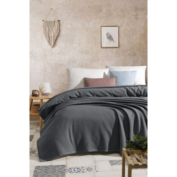 Pilka medvilninė lovatiesė dvigulei lovai 220x240 cm - Mijolnir