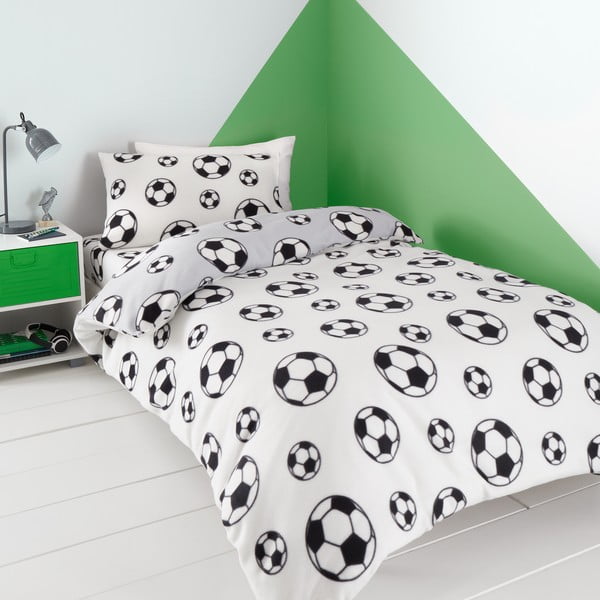 Šviesiai pilkos spalvos fleece tipo dvigulė vaikiška patalynė 200x200 cm Football – Catherine Lansfield-image-2