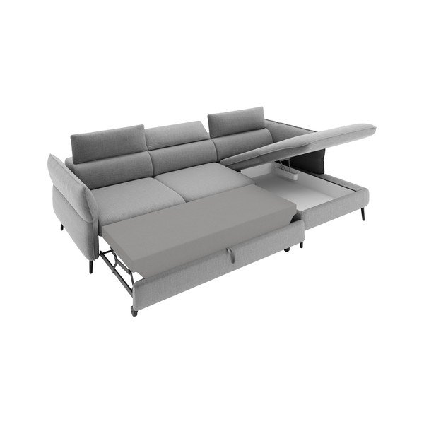 Šviesiai pilka sofa-lova su daiktadėže Milo Casa Dario, kampas dešinėje-image-4