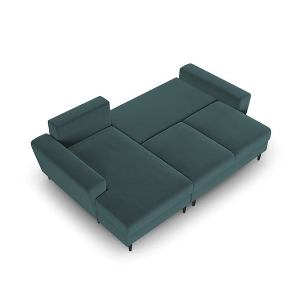 Smaragdinės spalvos iš velveto sulankstoma/su sandėliavimo vieta kampinė sofa (su kairiuoju kampu/su gultu) Kyoto – Cosmopolitan Design-image-2