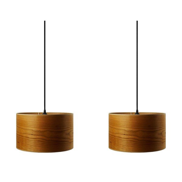 Dvigubas pakabinamas šviestuvas iš natūralaus vyšninės medienos lukšto "Sotto Luce Tsuri", ⌀ 90 cm-image-1
