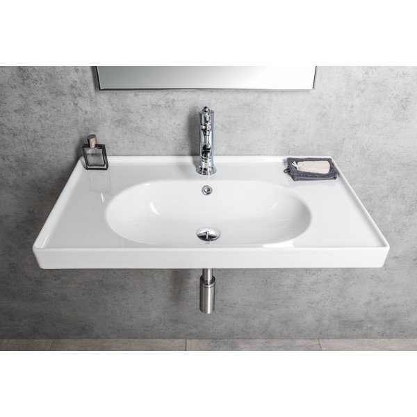 Iš keramikos praustuvas baltos spalvos 80x45 cm Brand – Sapho-image-4