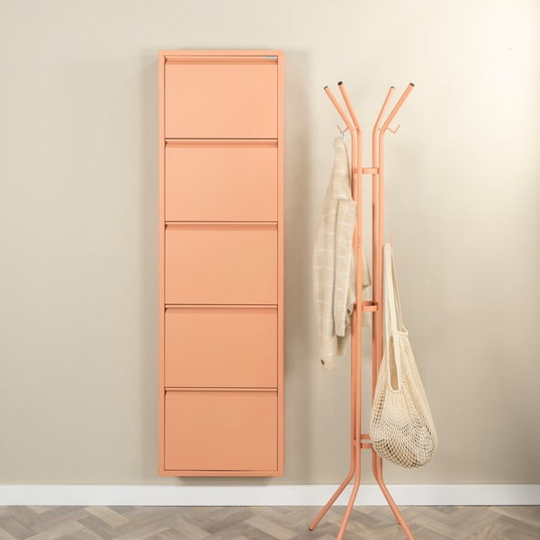 Rausvos spalvos iš metalo atlenkiama spintelė batams 50x169x15 cm Billy – Spinder Design-image-1