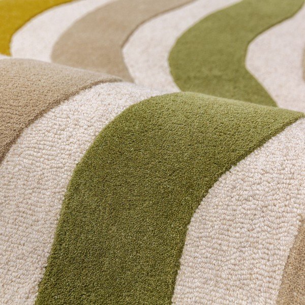Rankų darbo žalios spalvos/natūralios spalvos iš vilnos kilimas 160x230 cm Cascade Wool – Flair Rugs-image-4