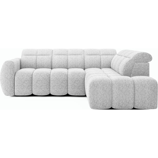 Šviesiai pilkos spalvos iš boucle sulankstoma/su sandėliavimo vieta kampinė sofa (su dešiniuoju kampu/„L“ formos) Falconn – ELTAP