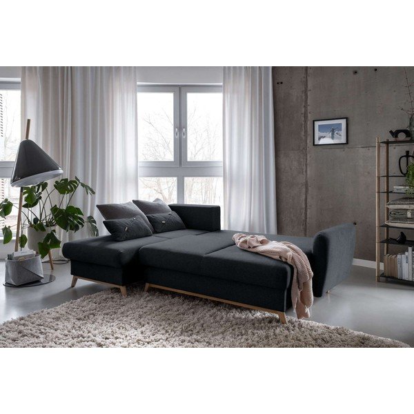 Tamsiai pilka kampinė sofa-lova Miuform Scandic Lagom, kairysis kampas-image-4