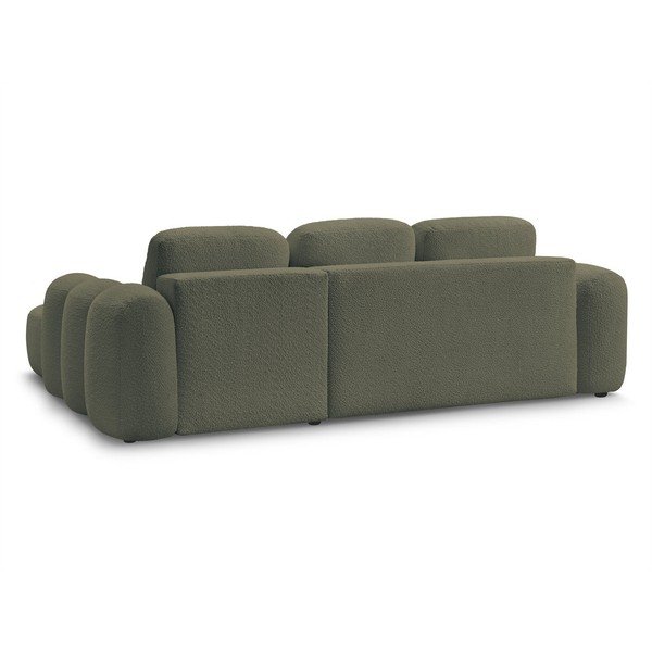 Žalios spalvos sulankstoma/su sandėliavimo vieta kampinė sofa iš boucle (su dešiniuoju kampu/su gultu) Montaigne – Bobochic Paris-image-4