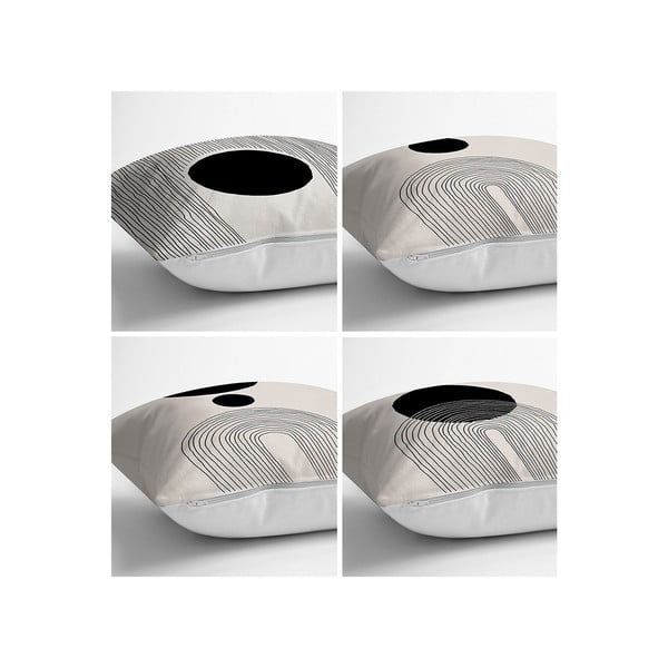 Juodos ir smėlio spalvos užvalkalų rinkinys, 4 užvalkalai 43x43 cm - Minimalist Cushion Covers-image-1
