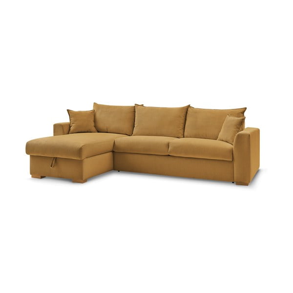 Iš kordinio velveto sulankstoma kampinė sofa geltonos spalvos (kintama) Augustin – Bobochic Paris-image-3