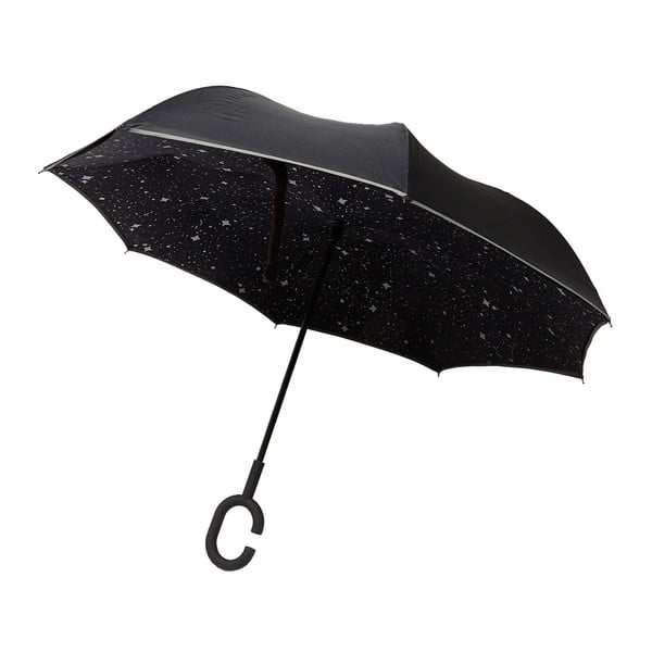 Juodas skėtis su baltomis detalėmis "Star Gaze", ⌀ 110 cm