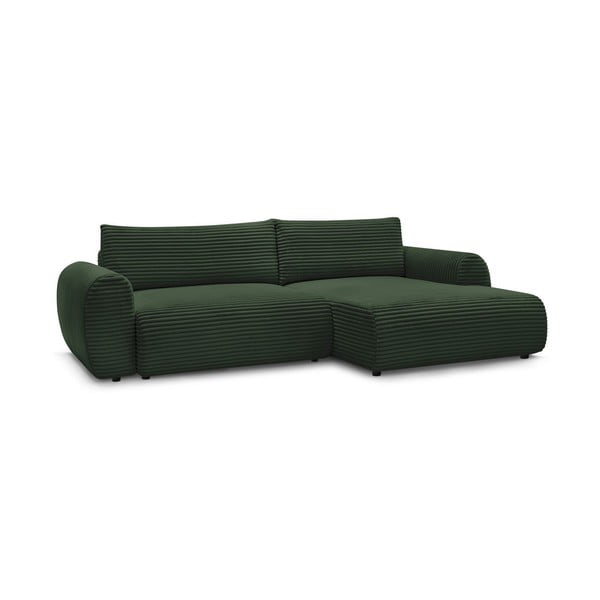 Iš kordinio velveto sulankstoma kampinė sofa tamsiai žalios spalvos (su dešiniuoju kampu) Lucien – Bobochic Paris-image-3