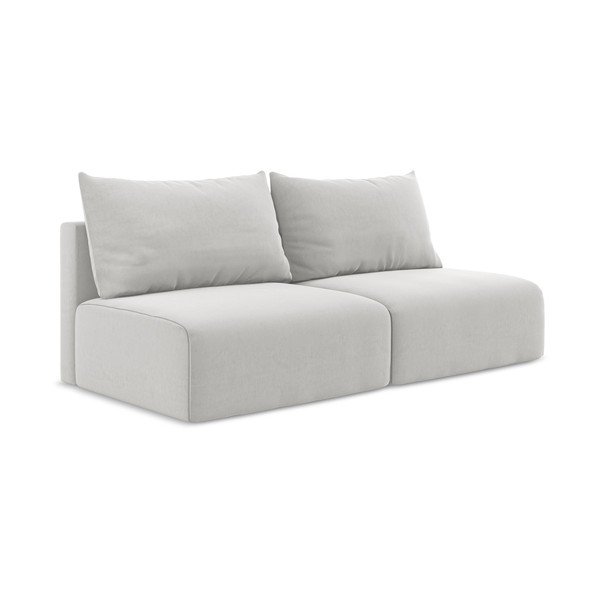 Šviesiai pilkos spalvos sulankstoma/su sandėliavimo vieta sofa iš velveto 216 cm Kalena – Makamii-image-2