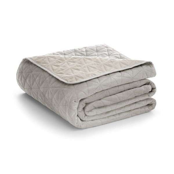 Pilkai smėlinės spalvos iš velveto dygsniuota lovatiesė 220x240 cm Laila – Restilo