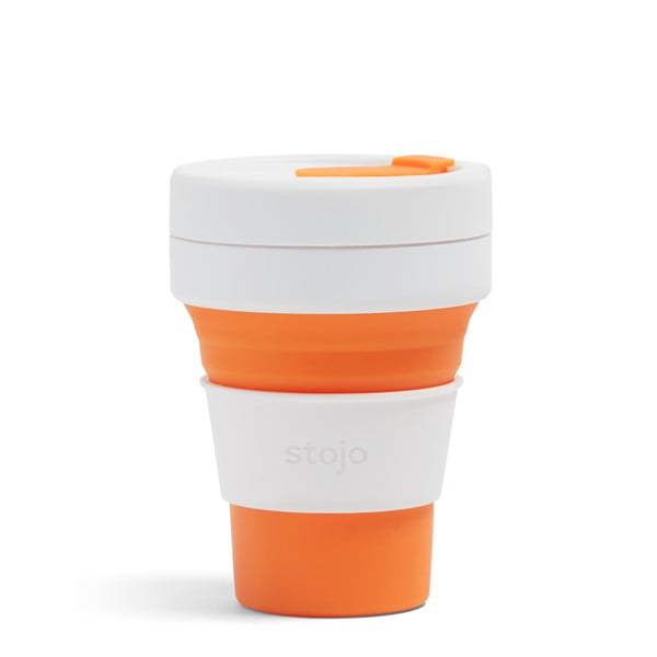 Baltos ir oranžinės spalvos kelioninis puodelis Stojo Pocket Cup, 355 ml