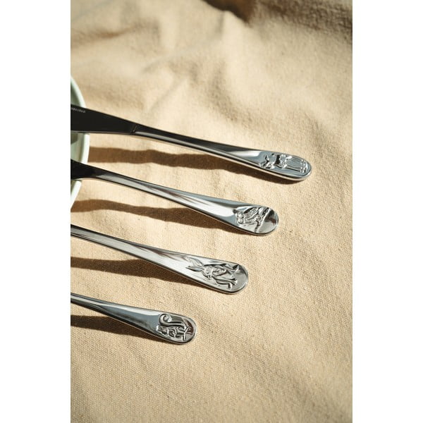 Vaikiški stalo įrankiai sidabrinės spalvos iš nerūdijančio plieno 4 vnt. Forest Animals – Zilverstad-image-2