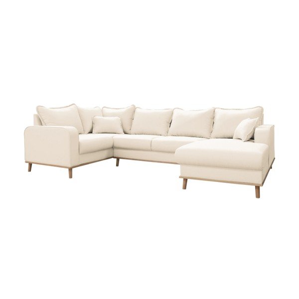 Kreminės spalvos kampinė sofa (dešinysis kampas) Beata - Ropez-image-2