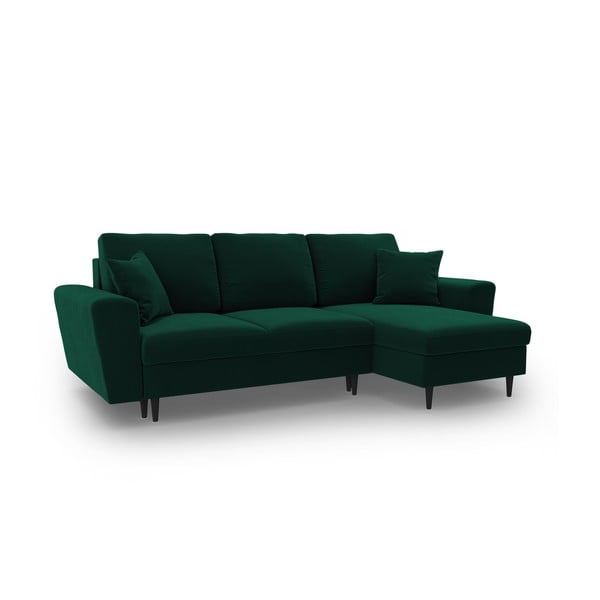 Žalios spalvos iš velveto sulankstoma/su sandėliavimo vieta kampinė sofa Kyoto – Cosmopolitan Design-image-1